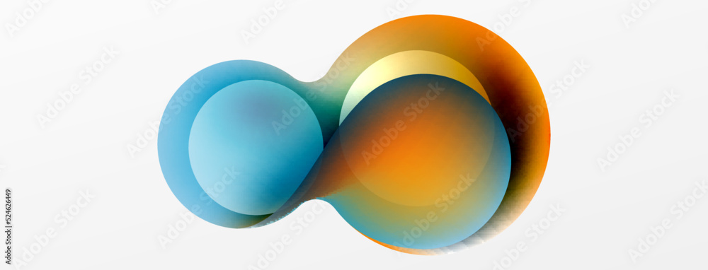 Fluid abstract background, round shapes and circle flowing design for wallpaper, banner, background or landing