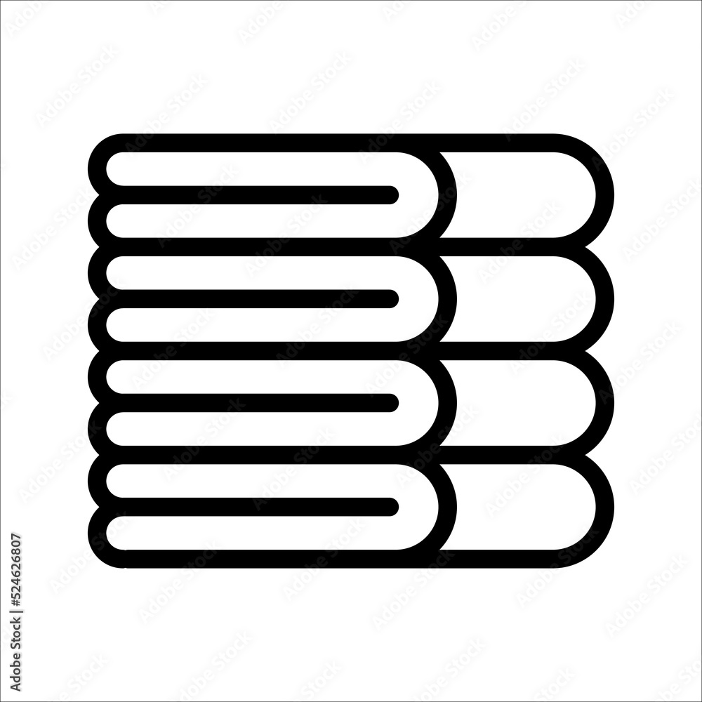 Stack of folded bath towels or napkins vector icon on white background. eps 10 Stack of folded bath towels or napkins vector icon on white background. eps 10