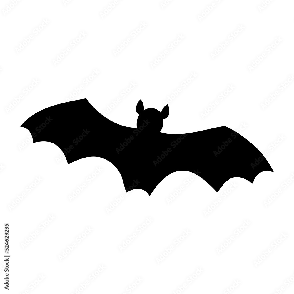 Bat silhouette isolated. Vector black illustration on white background ...