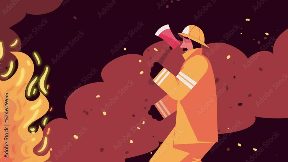 firefighter emergency worker with ax firefighter emergency worker with ax