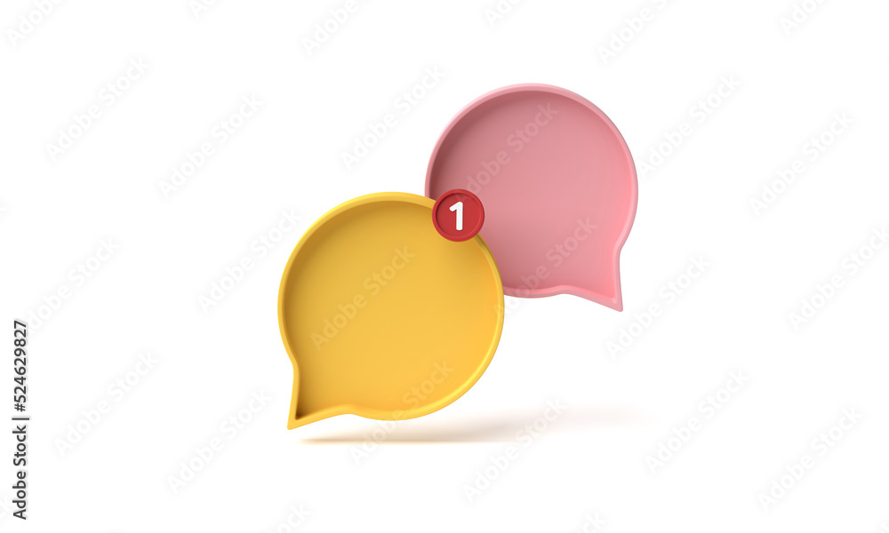 3D render, 3D illustration. Blank speech bubble talk icon or comment sign symbol on white background. 3D render, 3D illustration. Blank speech bubble talk icon or comment sign symbol on white background.