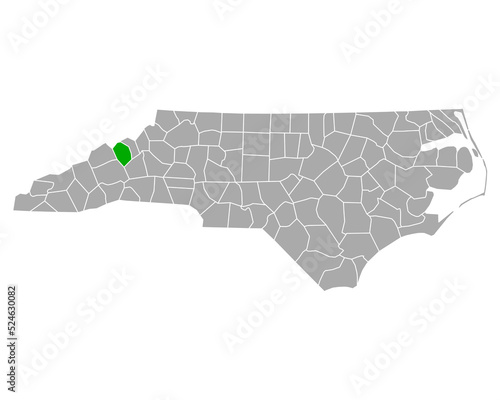 Karte von Yancey in North Carolina photo
