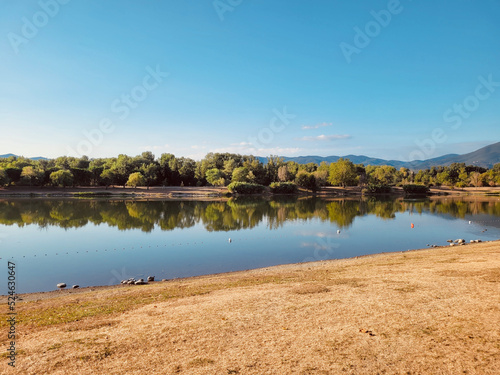 The lakes of Saint Jean Pla de Corts. Beautiful mountainous lake in the Pyrénées-Orientales and the Languedoc-Roussillon region, in the Vallespir region. Awesome scene lake background. 