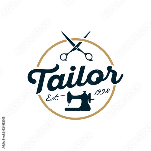 vintage logo tailor sewing template illustration