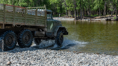 car crossing the river