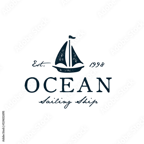 vintage logo sailing ship template illustration