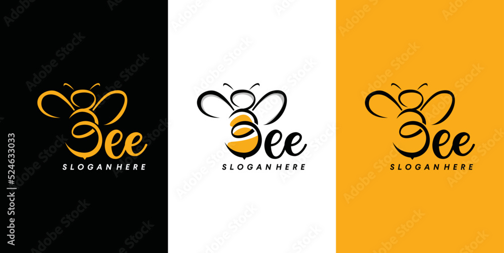 Letter b for bee logo design insect  Vector  - obrazy, fototapety, plakaty 