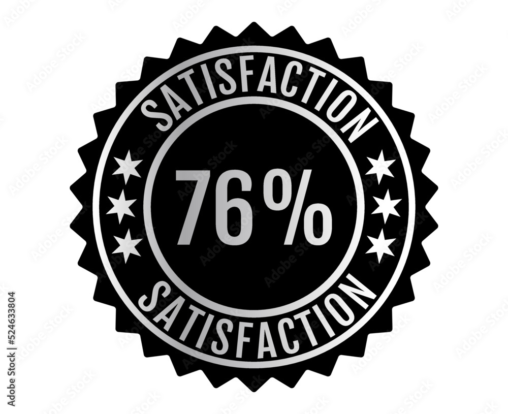 
76% Satisfaction Sign Vector transparent background Silver Color