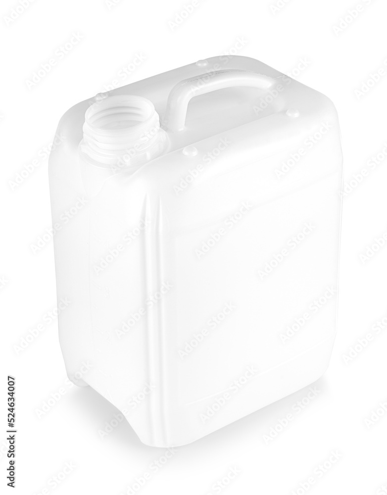 White Plastic canister isolated on white background White Plastic canister isolated on white background