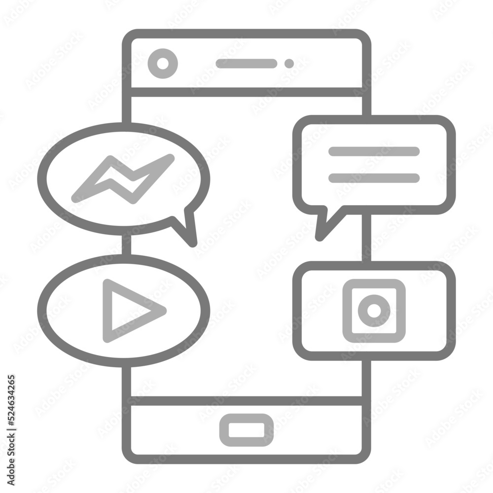Social Media Greyscale Line Icon Social Media Greyscale Line Icon