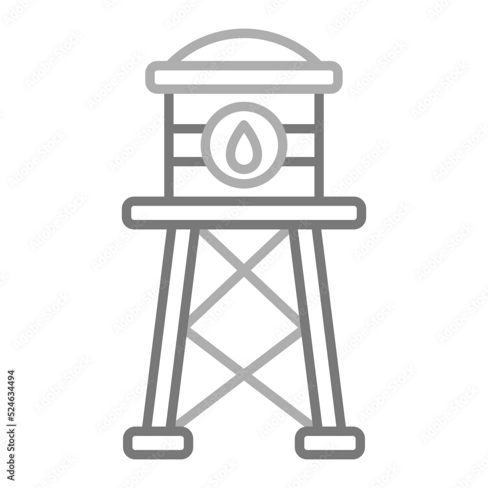 Water Tower Greyscale Line Icon Water Tower Greyscale Line Icon