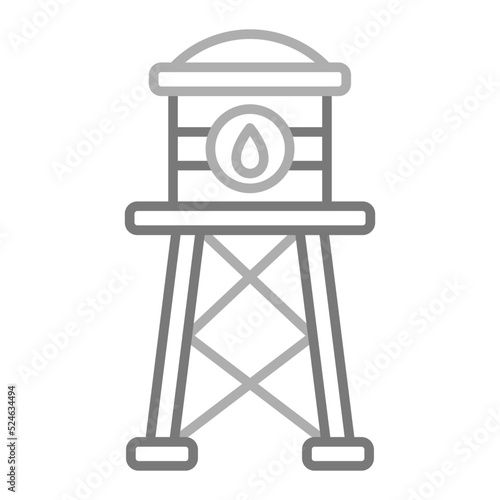 Water Tower Greyscale Line Icon