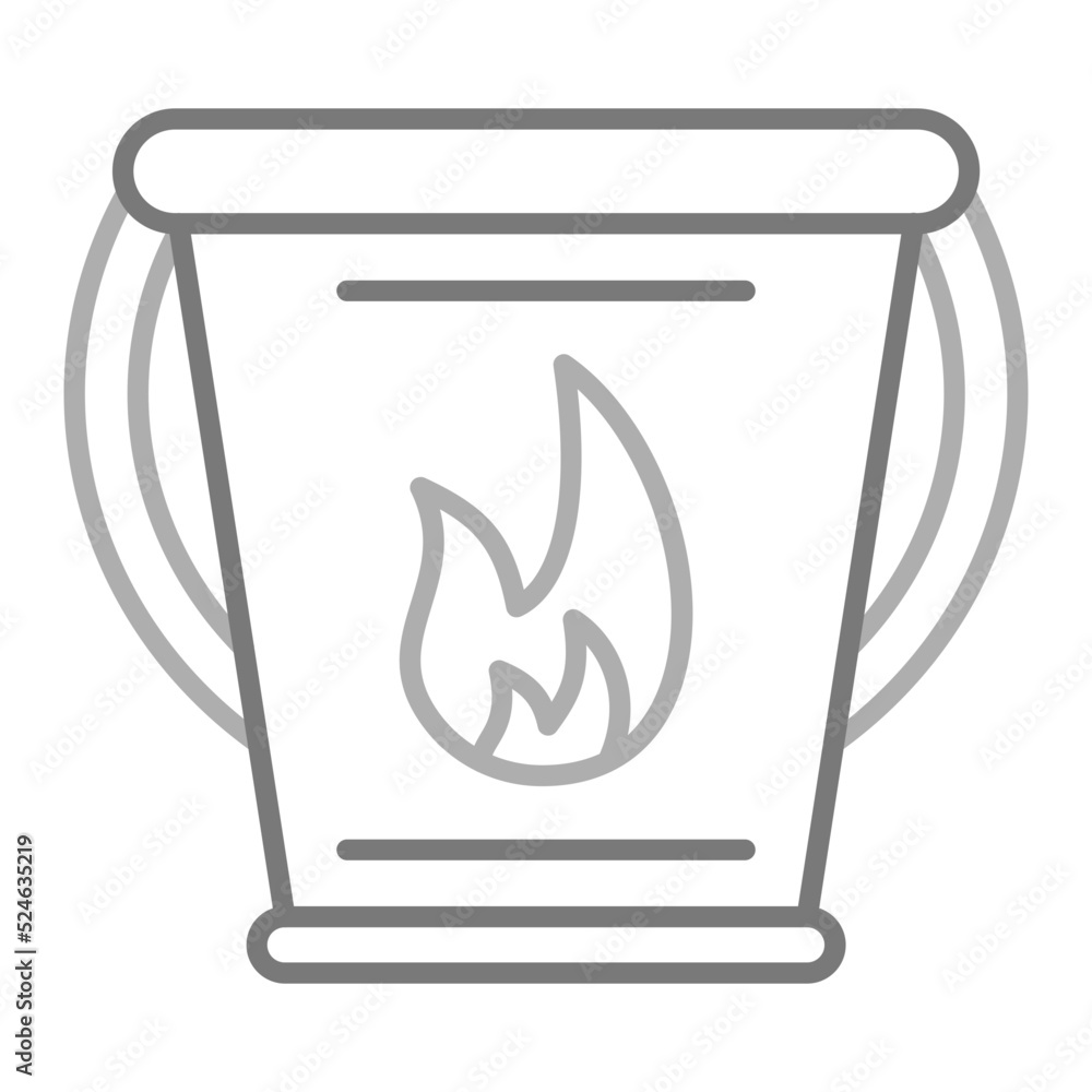 Water Bucket Greyscale Line Icon Water Bucket Greyscale Line Icon