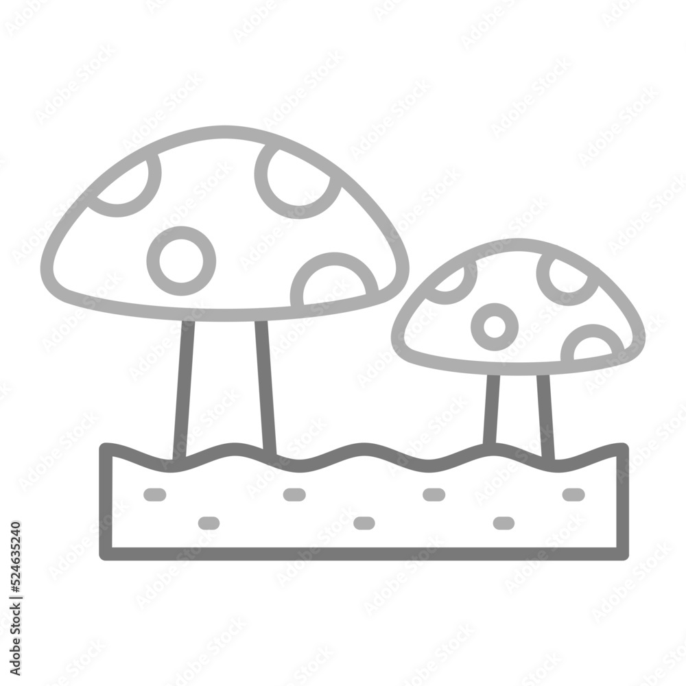 Mushroom Greyscale Line Icon Mushroom Greyscale Line Icon