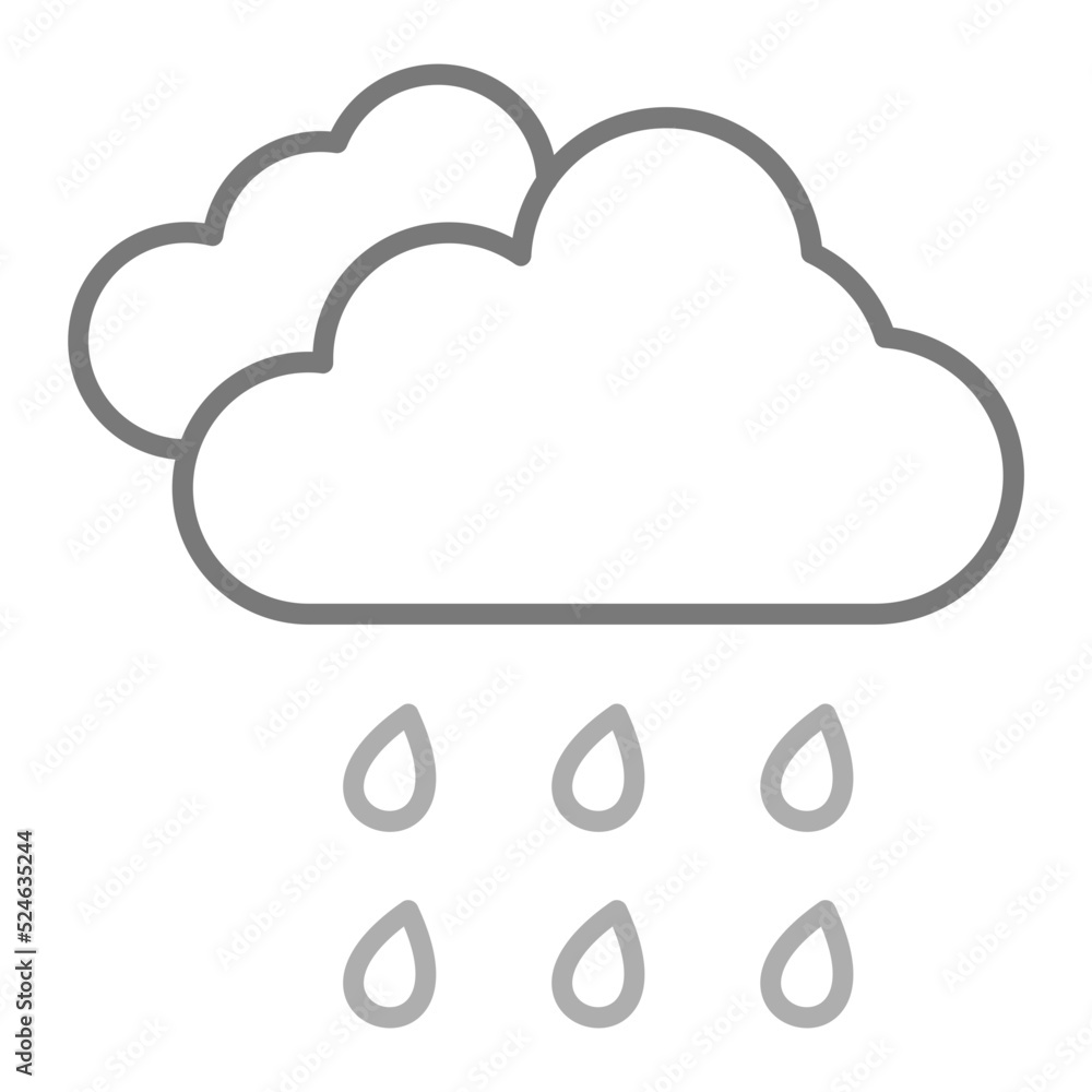 Rain Greyscale Line Icon Rain Greyscale Line Icon