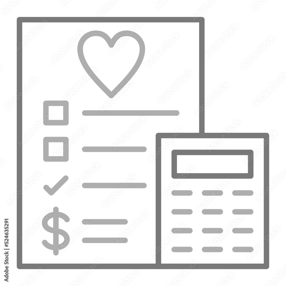 Wedding Cost Greyscale Line Icon Wedding Cost Greyscale Line Icon