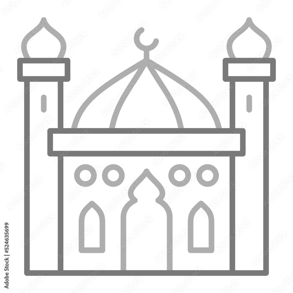 Mosque Greyscale Line Icon Mosque Greyscale Line Icon