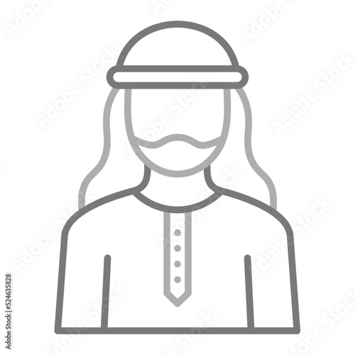 Arab Man Greyscale Line Icon