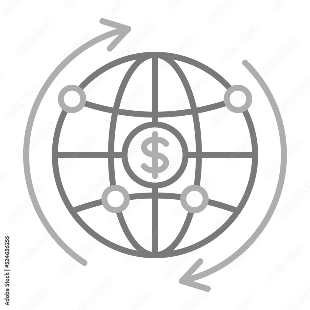 Worldwide Greyscale Line Icon