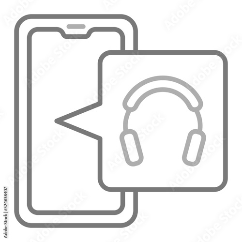 Headphones Greyscale Line Icon