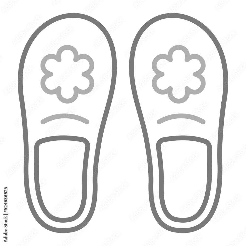 Slippers Greyscale Line Icon