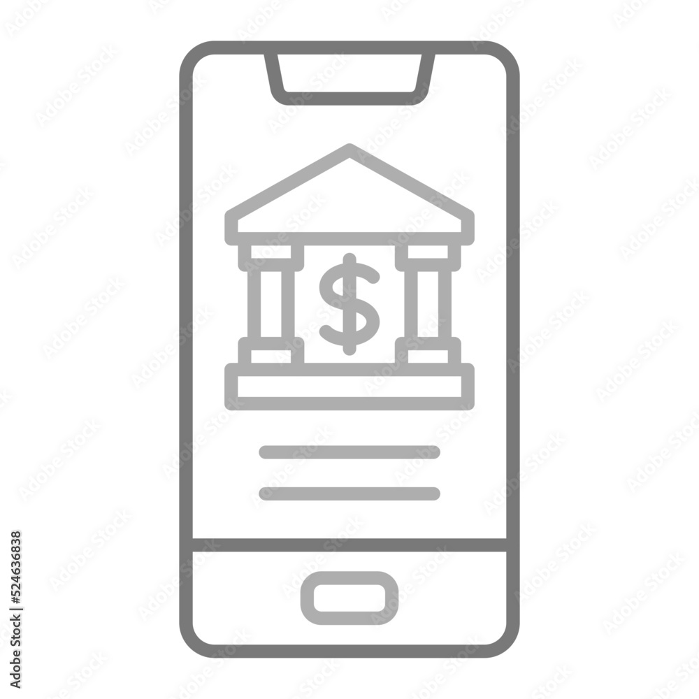 Mobile Banking Greyscale Line Icon Mobile Banking Greyscale Line Icon