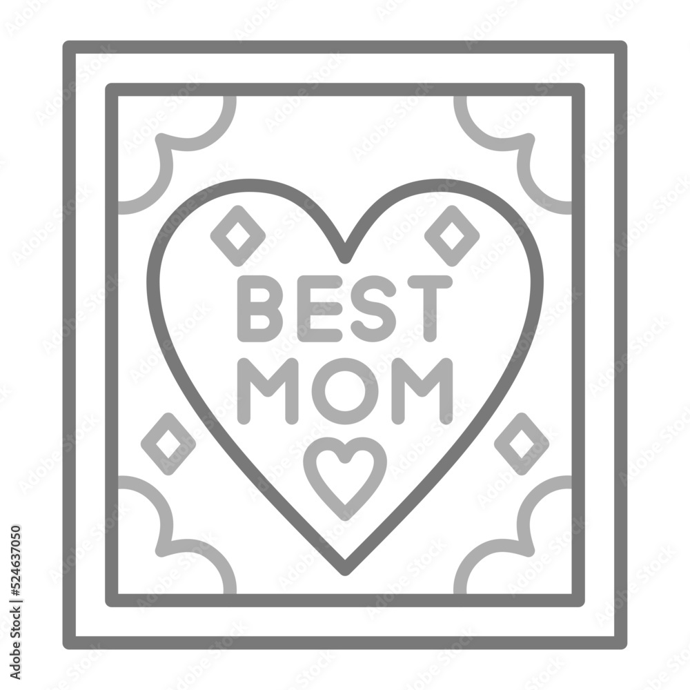 Best Mom Greyscale Line Icon Best Mom Greyscale Line Icon