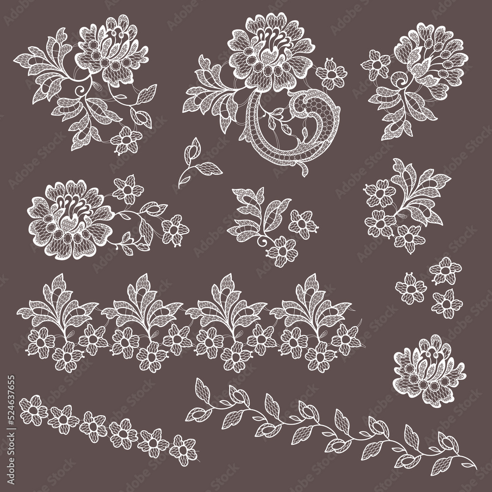 Lace clip art collections white vector elements