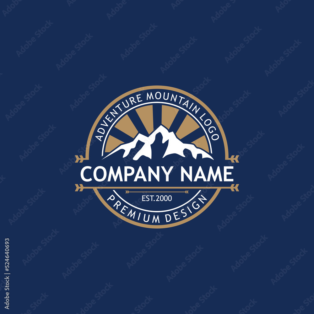 Fototapeta premium hill or mountain logo illustration, natural scenery, adventure, vector design