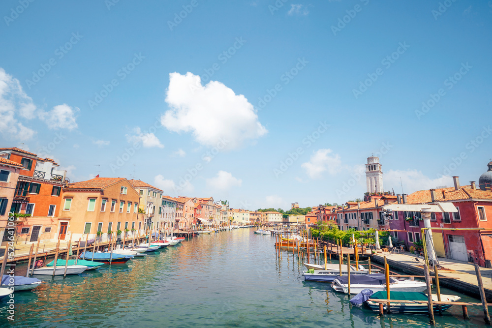 Fishing boats in the water in Venice