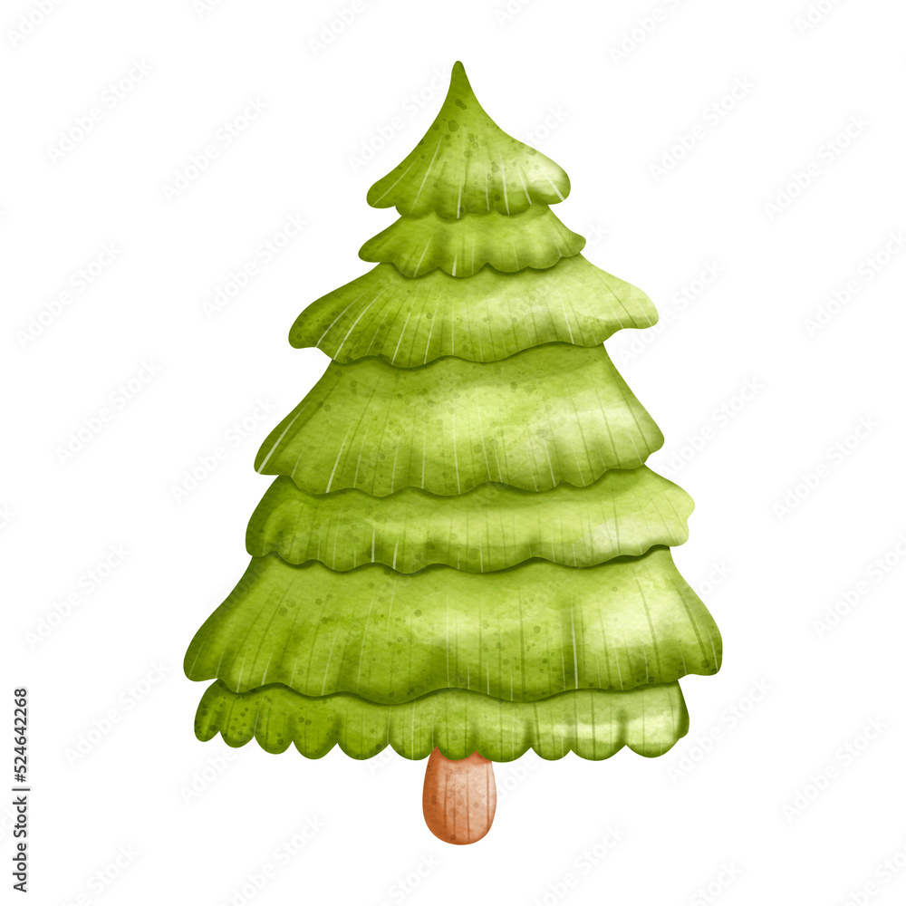 Christmas Tree Clipart, Watercolor illustration Christmas Tree Clipart, Watercolor illustration