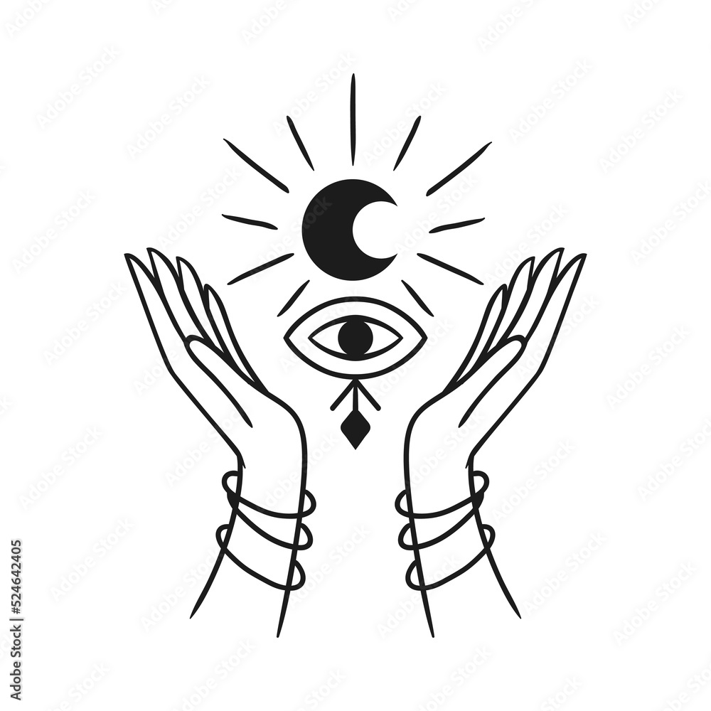 Moon Mystical logo. Vector Illustration. Minimalist Line art Style. Moon Mystical logo. Vector Illustration. Minimalist Line art Style.