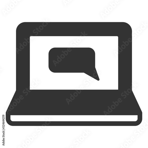 Delivered message on laptop screen - icon, illustration on white background, glyph style