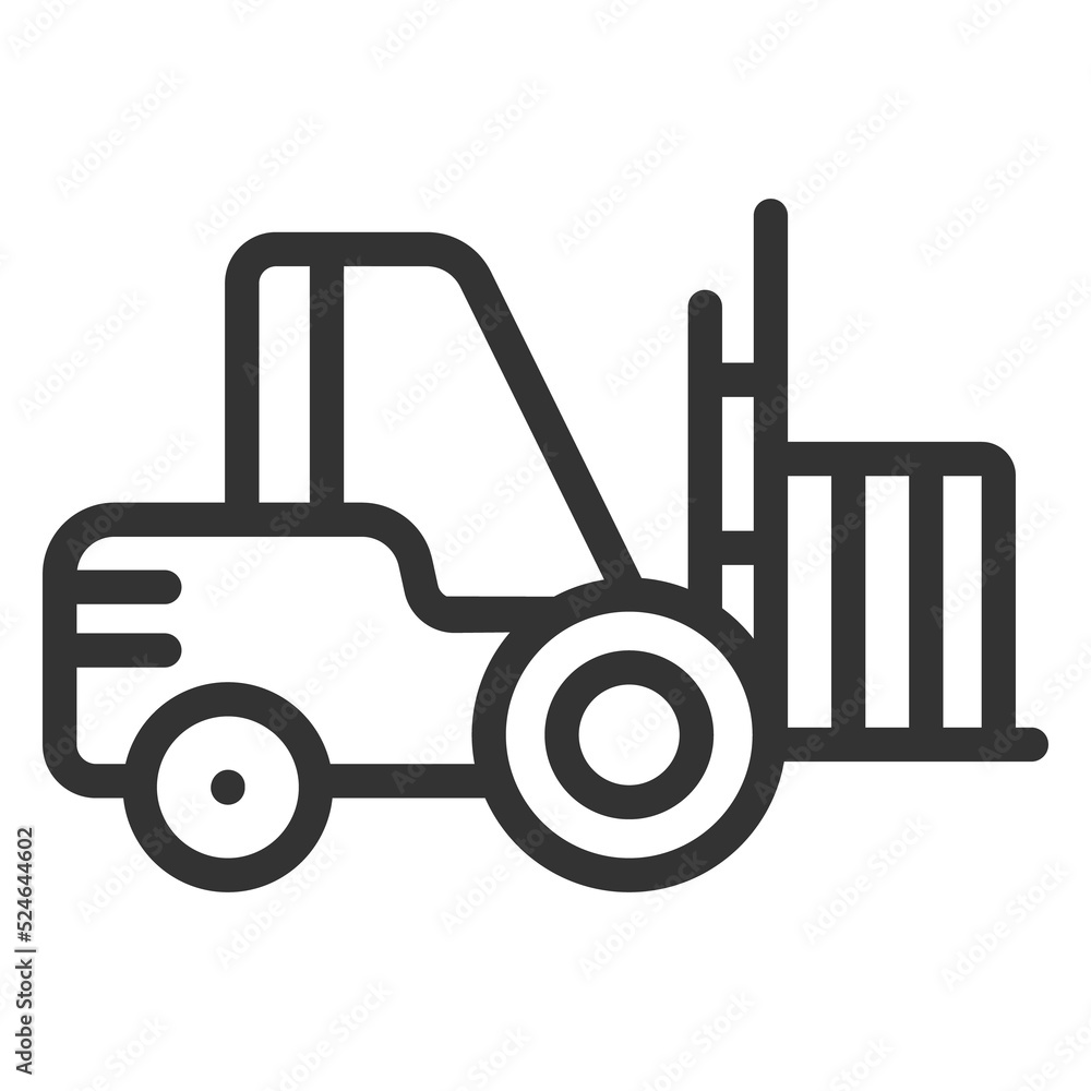 Wheel loader with box - icon, illustration on white background, outline style Wheel loader with box - icon, illustration on white background, outline style