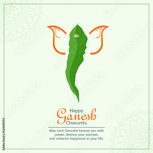 Illustration of Indian Religious Festival Ganesh Chaturthi eco leaves concept