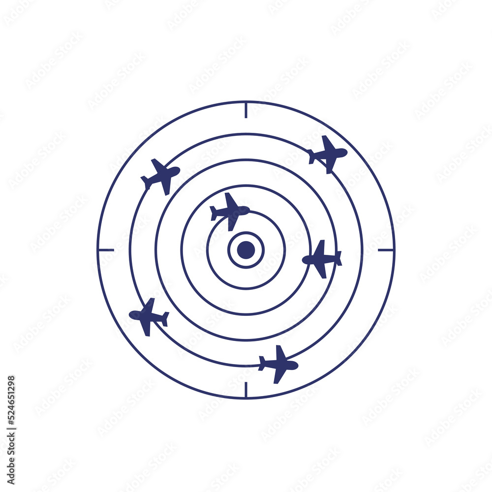 flight radar vector icon on white flight radar vector icon on white