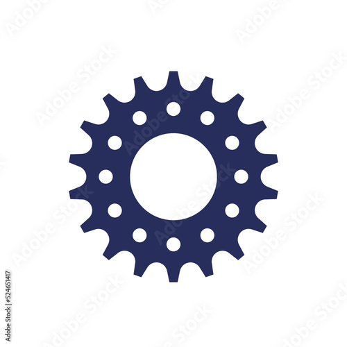 Bicycle gear or sprocket icon on white