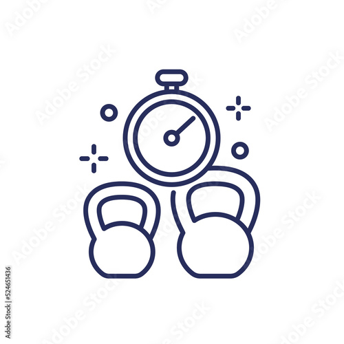 training or workout time line icon, vector