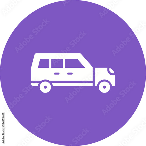 Family Car Glyph Circle Background Icon