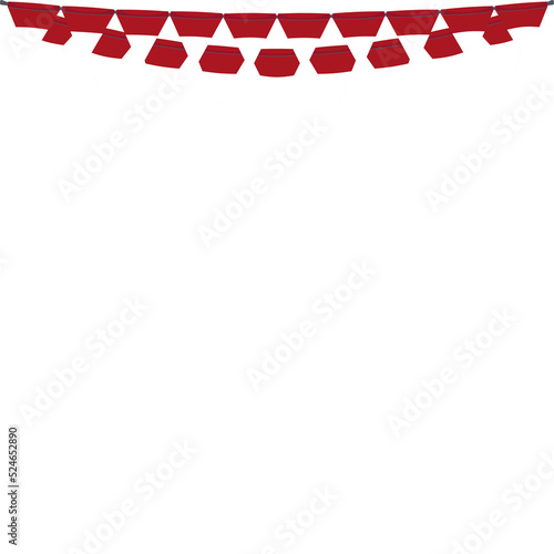 Red White Flag Hanging Banner Rope Burlap Bunting © NikahGeh