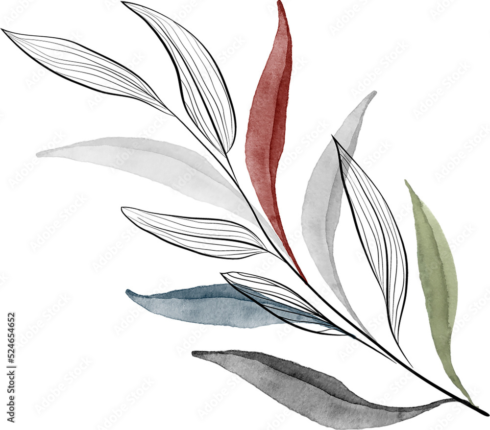 Obraz premium Leaves Branches Watercolor