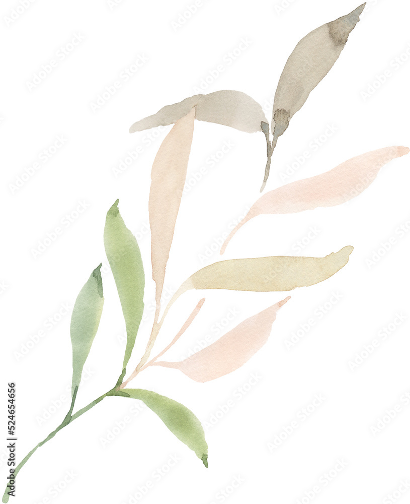 Obraz premium Leaves Branches Watercolor