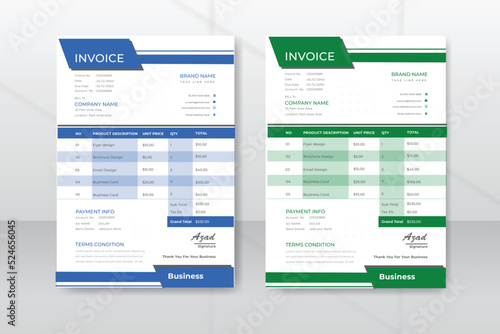 Corporate minimalist Invoice template design for marketing agency