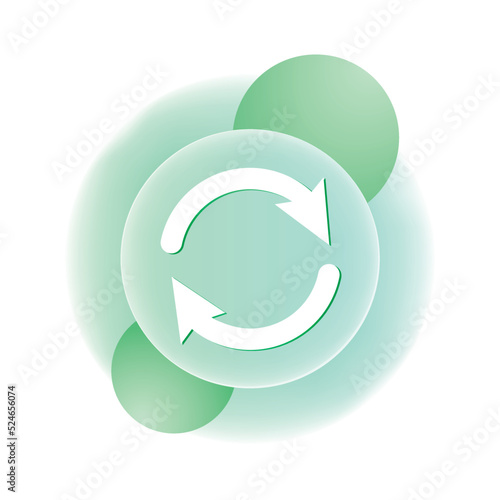 Recycle icon round vector illustration of design element for zero waste label or promo sign in glassmorphism style