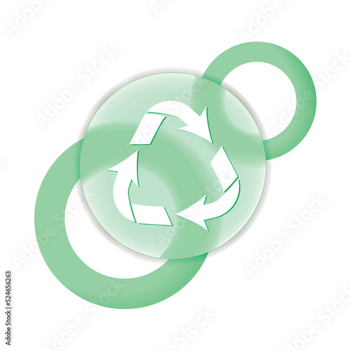 Recycling icon round vector illustration of design element for zero waste label or promo sign in glassmorphism style