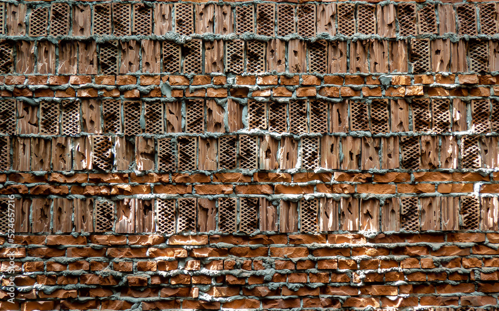 Brick Texture. Lublin, Poland.

Close-up shot of a rugged brick-clad wall. The different brick textures are beautifully expressed in a horizontal composition. - obrazy, fototapety, plakaty 