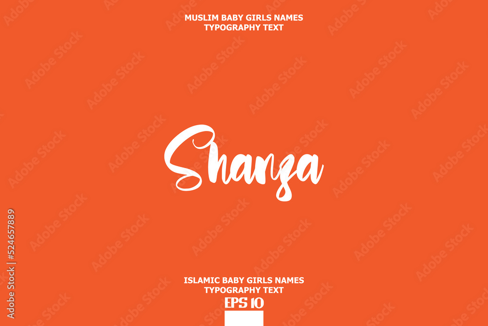 Shanza Arabic Girl Name Alphabetical Text Design