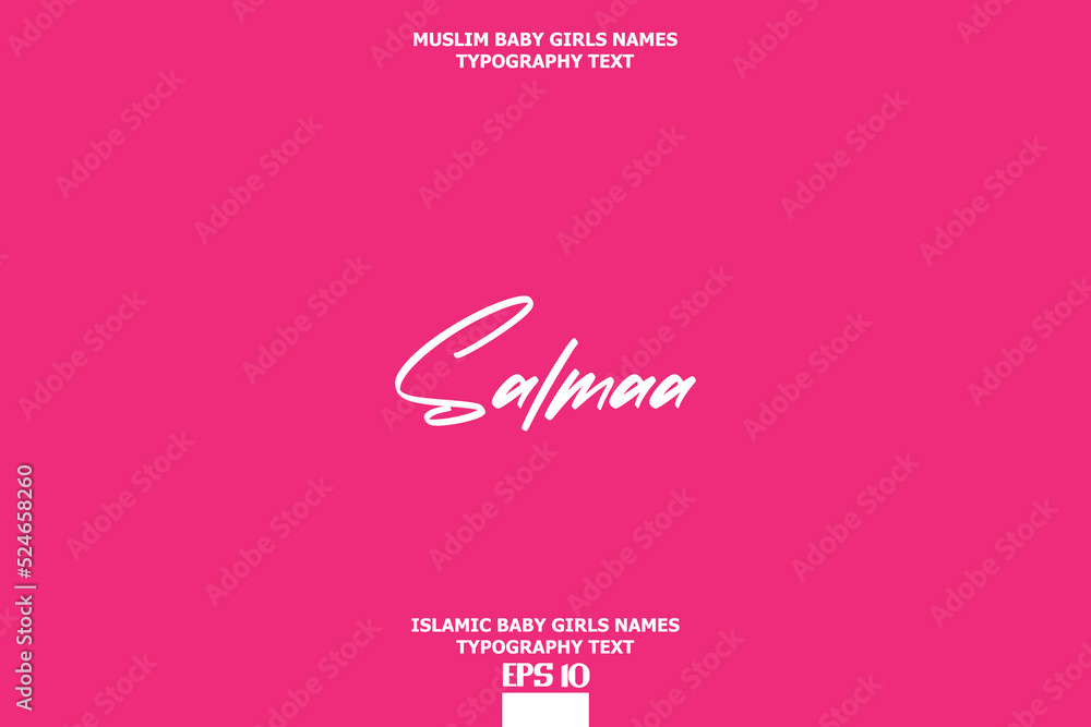 Handwritten Text of Islamic Female Name Salmaa on Pink Background