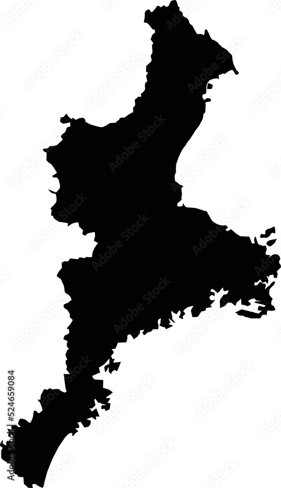 Silhouette of Japan country map,map of mie