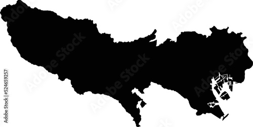 Silhouette of Japan country map map of Tokyo
